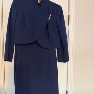 Tahari Navy Two-Piece Long Sleeve Dress Suit